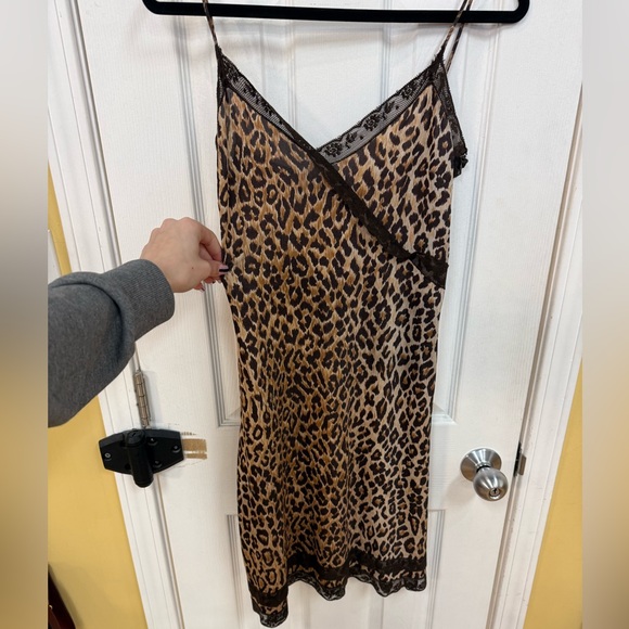 DOLCE & GABBANA 2000'S LEOPARD PRINT SLIP MIDI DRESS